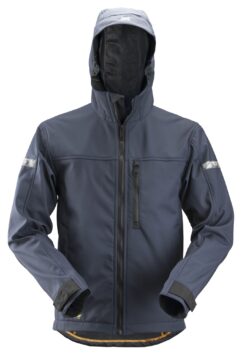 1229 Chaqueta Softshell con capucha AllroundWork azul marino/ negro