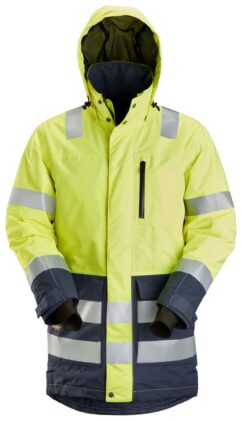 1830 Parka impermeable de alta visibilidad clase 3 AllroundWork amarillo-azul marino