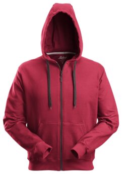 2801 Sudadera clásica con capucha y cremallera completa roja