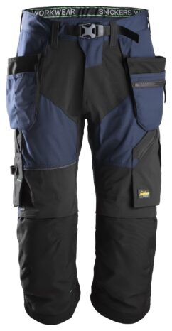 Pantalones pirata de trabajo FlexiWork+ bolsillos flotantes 6905 Azul marino / Negro