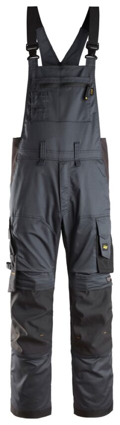 6051 Pantalones elásticos con peto y tirantes AllroundWork gris acero-negro
