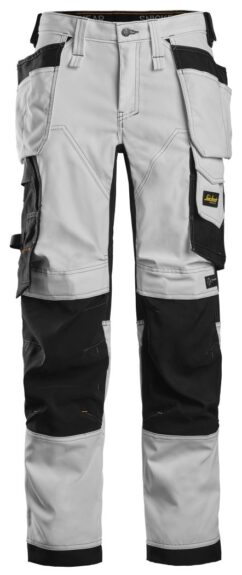 6247 Pantalones largos elásticos de trabajo para mujer con bolsillos flotantes AllroundWork blanco/negro