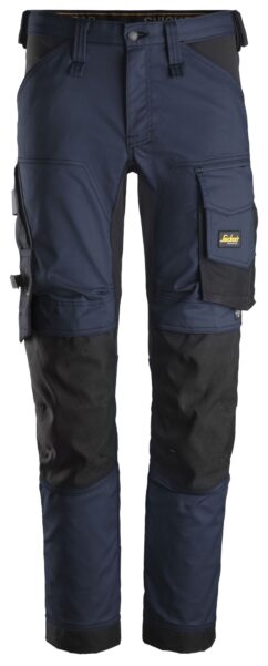 6341 Pantalones largos de trabajo elásticos AllroundWork Slim Fit color azul marino/ negro