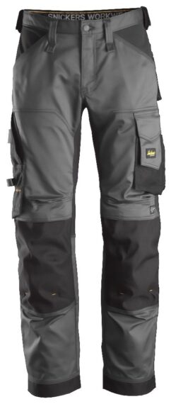 6351 Pantalones largos de trabajo elásticos ajuste holgado AllroundWork Loose Fit color gris acero/ negro