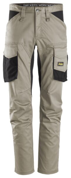 6803 Pantalones largos de trabajo elásticos AllroundWork sin bolsillos para las rodilleras color beige/ negro