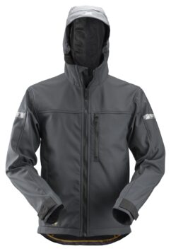 1229 Chaqueta Softshell con capucha AllroundWork gris acero/ negro