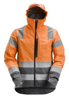 1330 Chaqueta impermeable de alta visibilidad clase 3 AllroundWork naranja/ gris acero