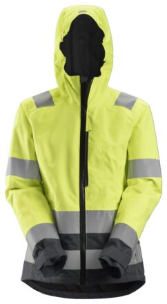 1347 Chaqueta impermeable de alta visibilidad para mujer clase 2/3 AllroundWork amarillo-gris acero