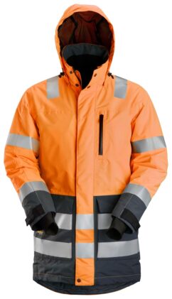 1830 Parka impermeable de alta visibilidad clase 3 AllroundWork naranja/ gris acero