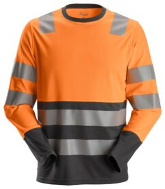 2433 Camiseta de manga larga de alta visibilidad clase 2 naranja-gris acero