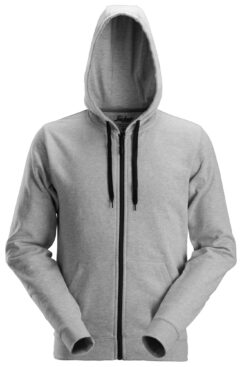 2801 Sudadera clásica con capucha y cremallera completa gris
