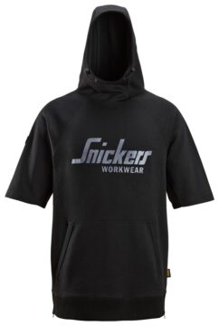 2850 Sudadera holgada con capucha, manga corta y logotipo negra