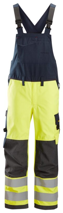 6060 Pantalones con peto y tirantes de alta visibilidad clase 2 ProtecWork amarillo-azul marino