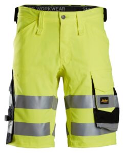 6136 Pantalones cortos de trabajo elásticos de alta visibilidad clase 1 amarillo-negro