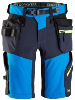 6140 Pantalones cortos de trabajo elásticos FlexiWork Softshell con bolsillos flotantes azul/ azul marino