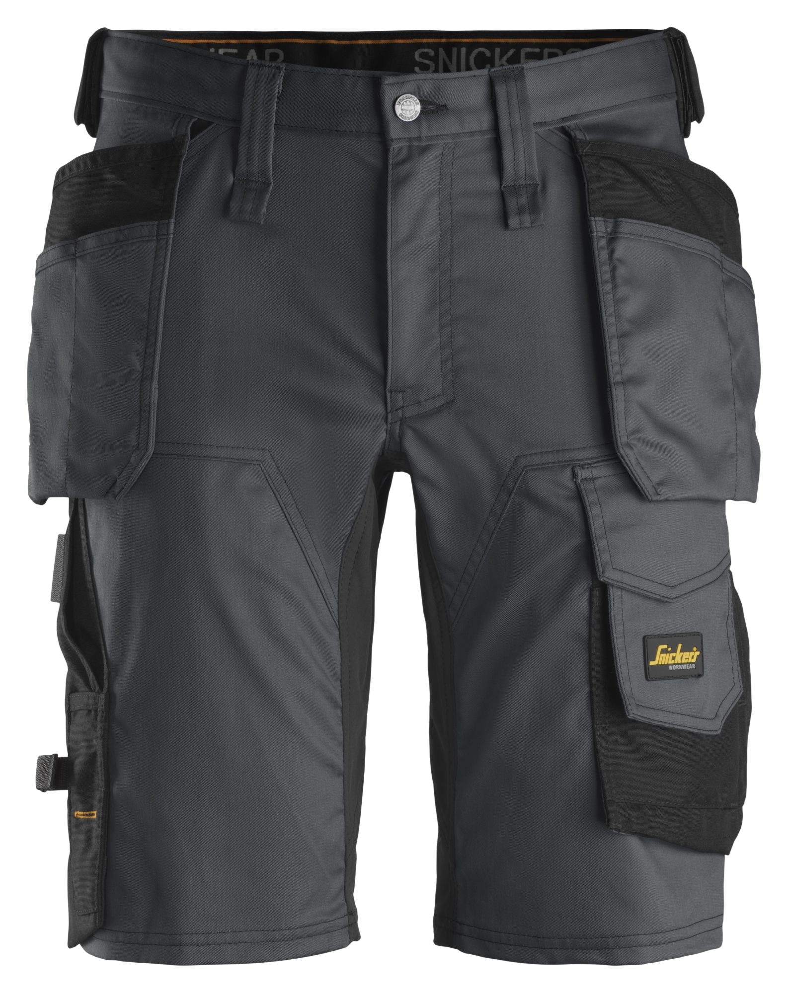 6141 Pantalones cortos de trabajo elásticos Slim Fit AllroundWork con bolsillos flotantes gris acero/ negro