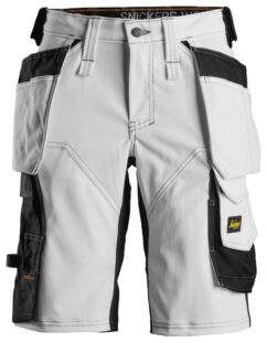 6147 Pantalones cortos de trabajo elásticos para mujer con bolsillos flotantes AllroundWork blanco/ negro