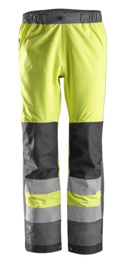 6530 Pantalones largos de trabajo impermeables Waterproof Shell de alta visibilidad clase 2 AllroundWork amarillo/ gris acero