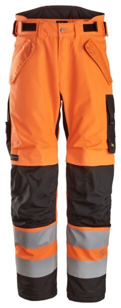 6630 Pantalones largos de trabajo impermeables de alta visibilidad clase 2 acolchados con doble capa 37.5® naranja / negro