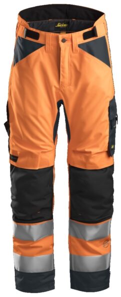6639 Pantalones largos de trabajo aislantes 37.5® de alta visibiidad clase 2 AllroundWork  naranja/ gris acero