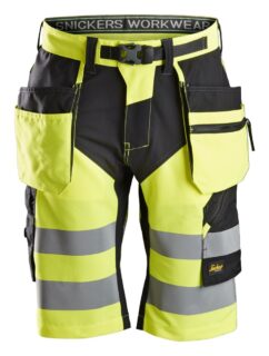 6933 Pantalones cortos FlexiWork alta visibilidad clase 1 con bolsillos flotantes amarillo-negro