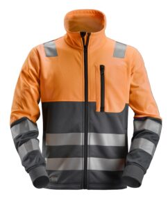 8035 Chaqueta con cremallera completa de alta visibilidad clase 2 naranja-gris acero